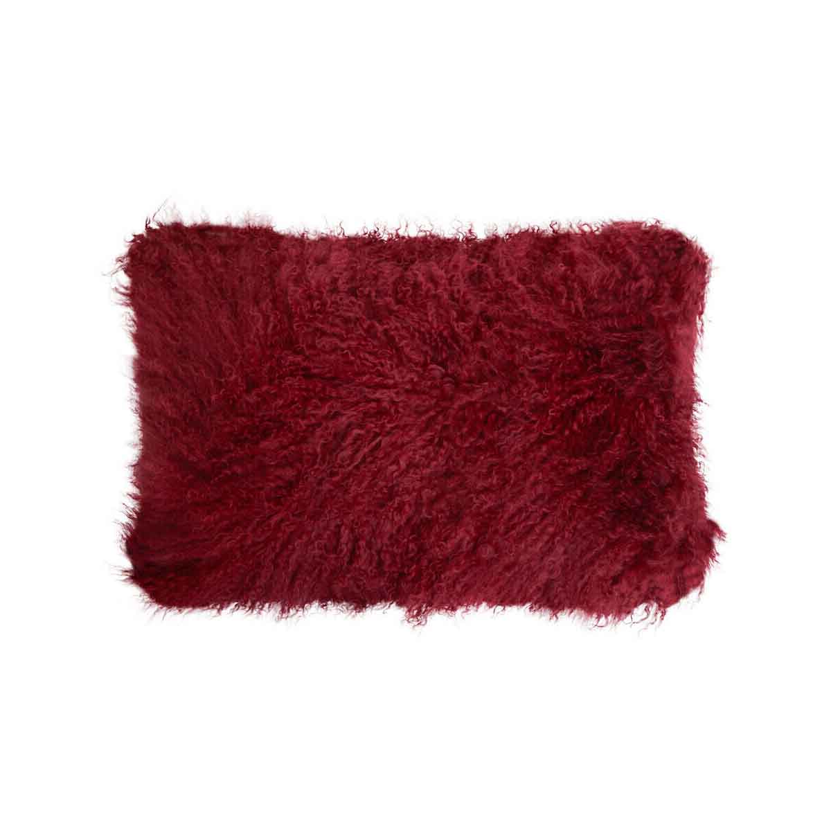 Bosie Mongolian Fur Maroon Rectangular Cushion