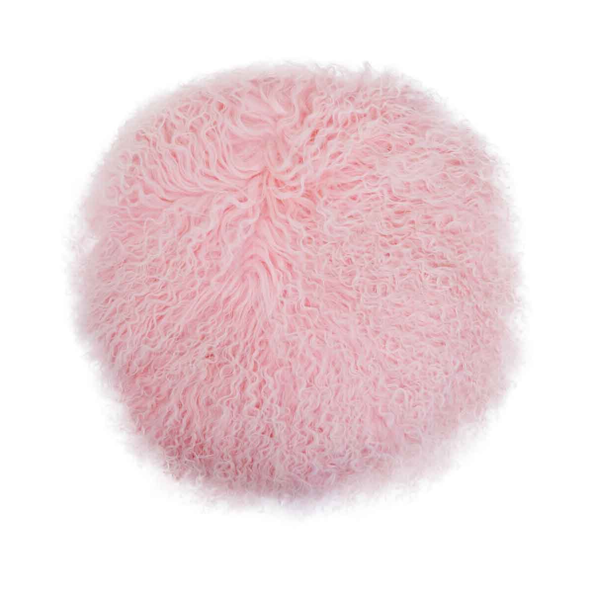Bosie Mongolian Fur Pink Round Cushion