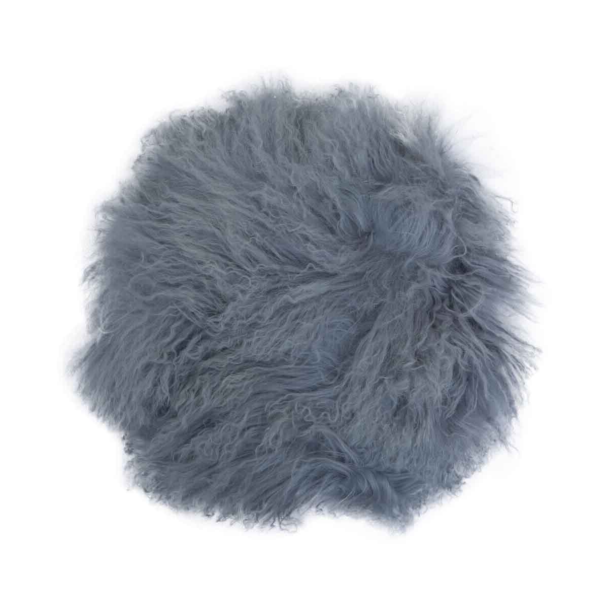 Bosie Mongolian Fur Grey Round Cushion