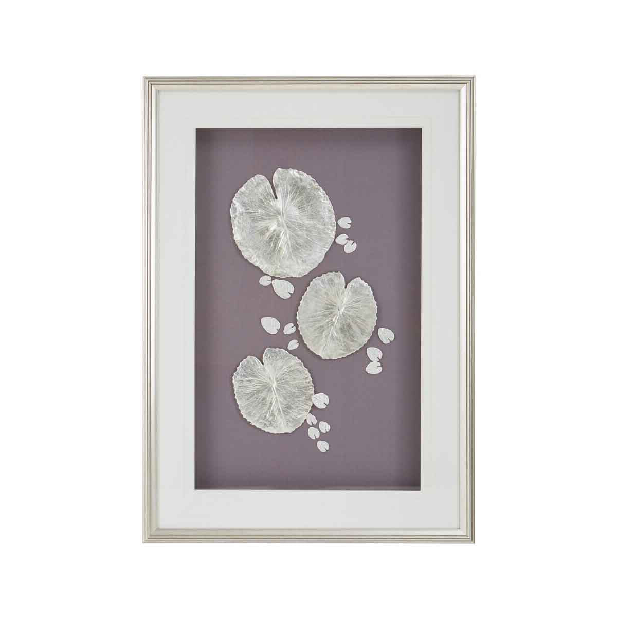 Nason Silver Leaf Design Wall Art with Wooden Frame