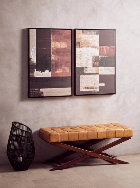 Astratto Set Of 2 Red Multi Colour Wall Art