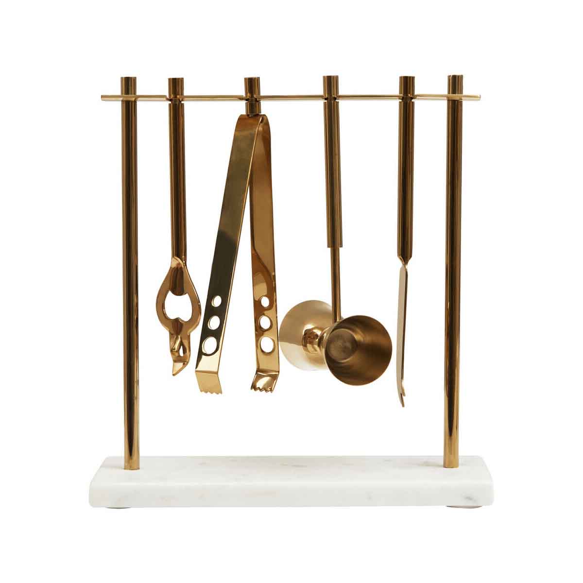 Omari Marble And Gold Finish Bar Tool Stand