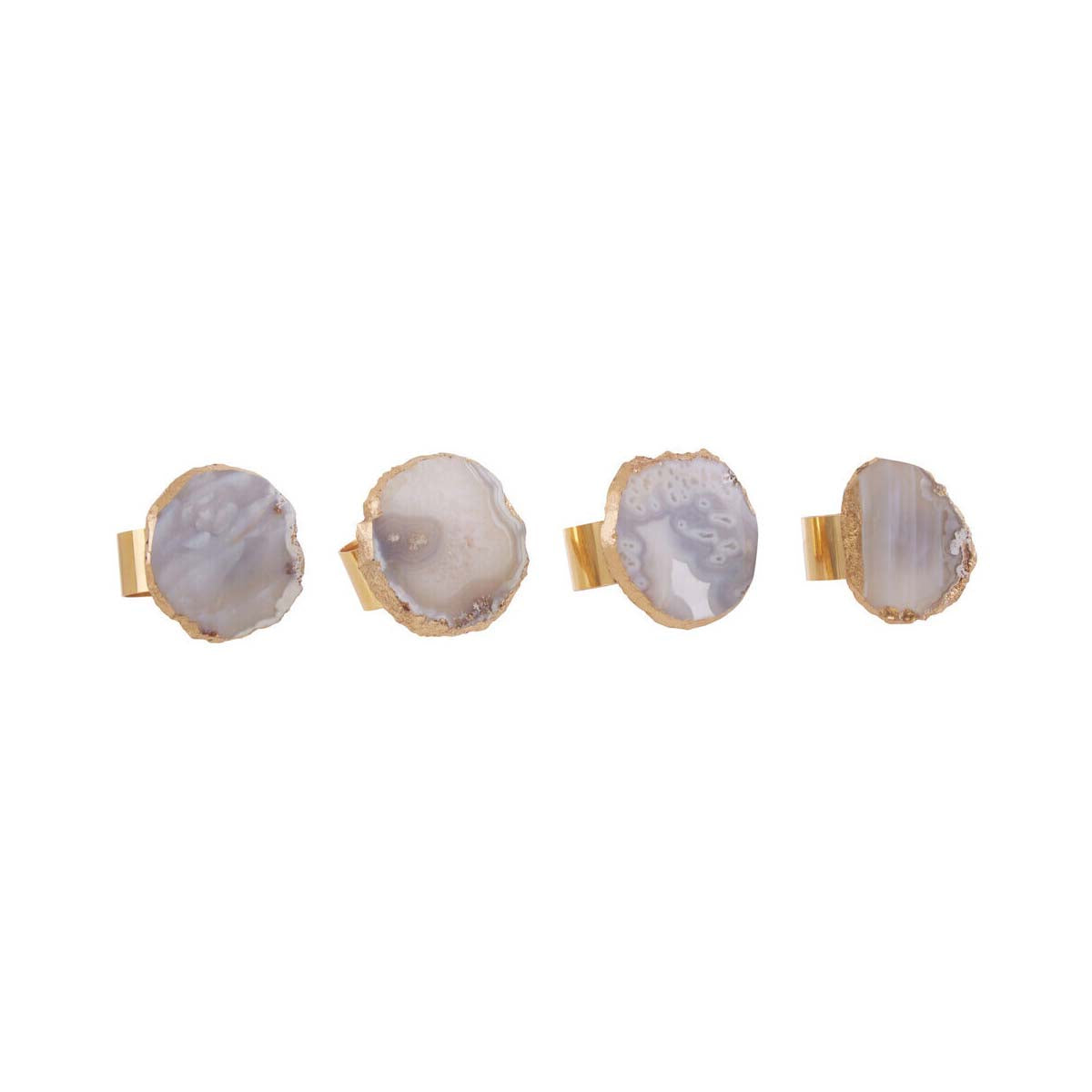 Bowerbird Agata Grey And Gold Napkin Rings