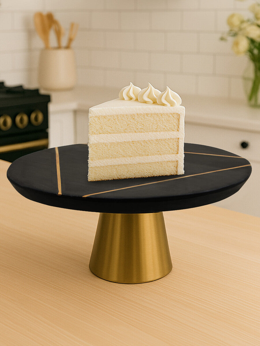 Omari Black Slate and Gold Cake Stand
