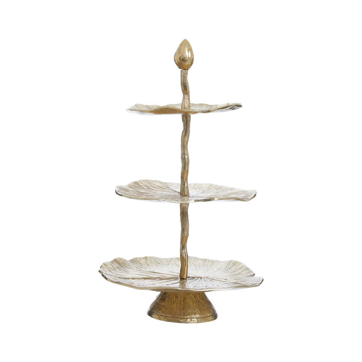 Salma Three Tier Lotus Leaf Golden Cake Stand