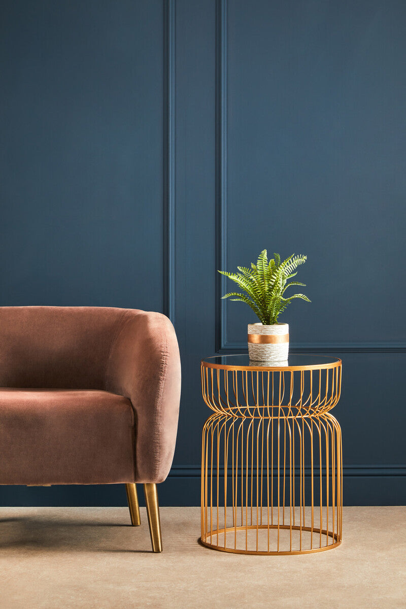 Avantis Gold Metal Wireframe Round Side Table