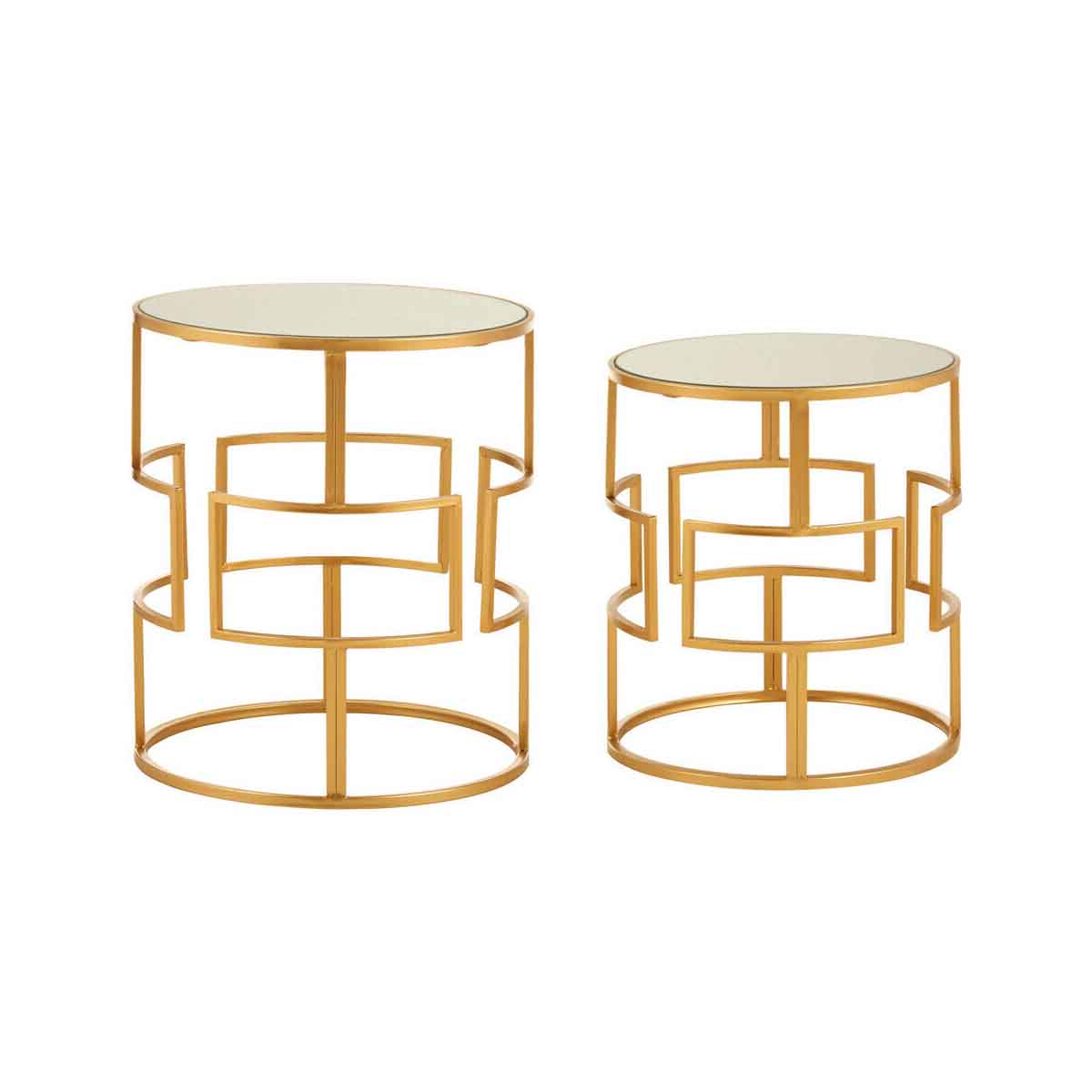 Avantis Set Of Two Gold Metal Round Side Tables