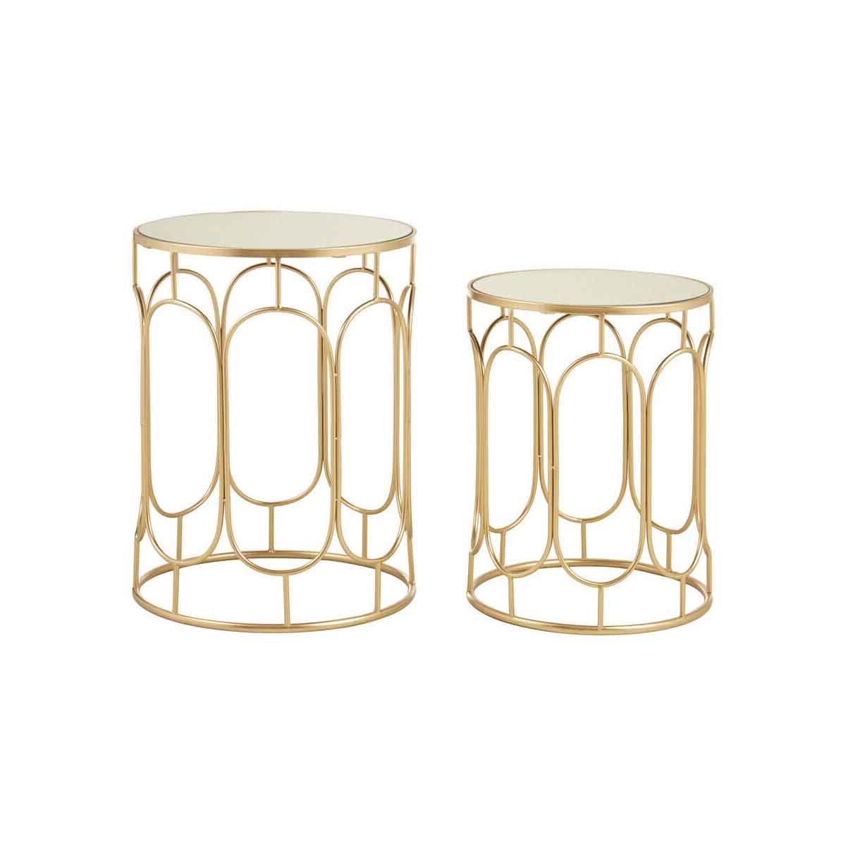 Avantis Set Of 2 Champagne Metal Side Tables