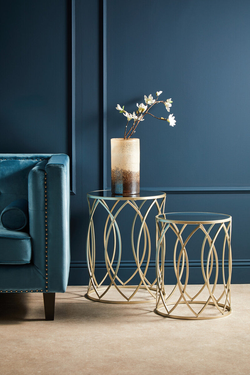 Avantis Set Of 2 Champagne Finish Side Tables