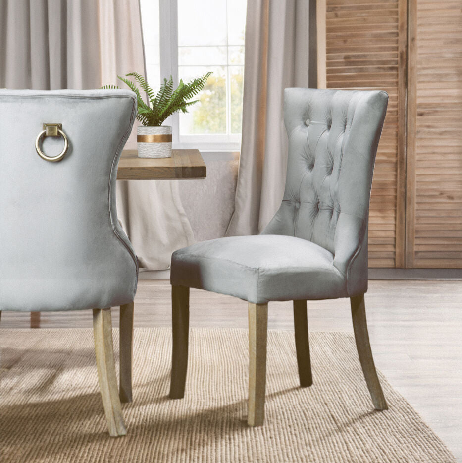 Kensington Townhouse Grey Buttoned Dining Chair
