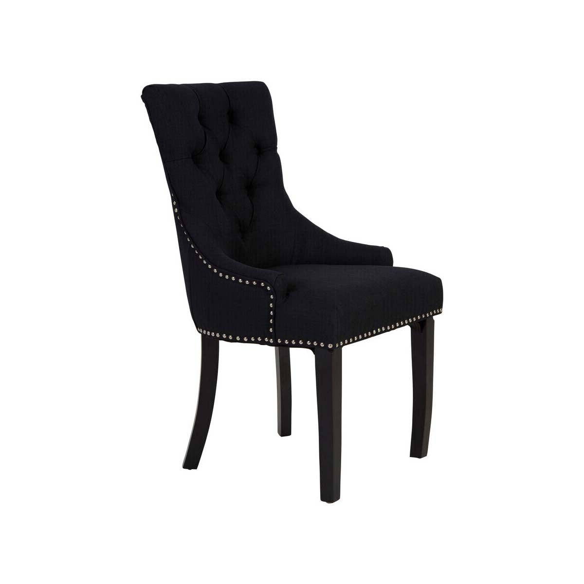 Kensington Townhouse Black Linen Studded Dining Chair