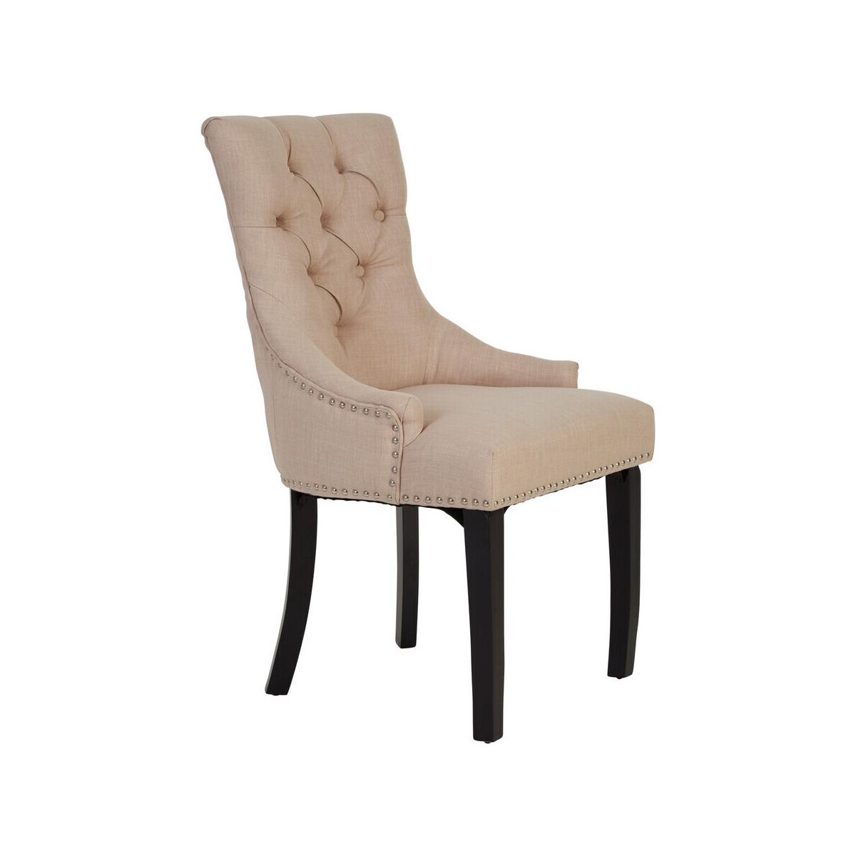 Kensington Townhouse Natural Linen Dining Chair with Dark Legs