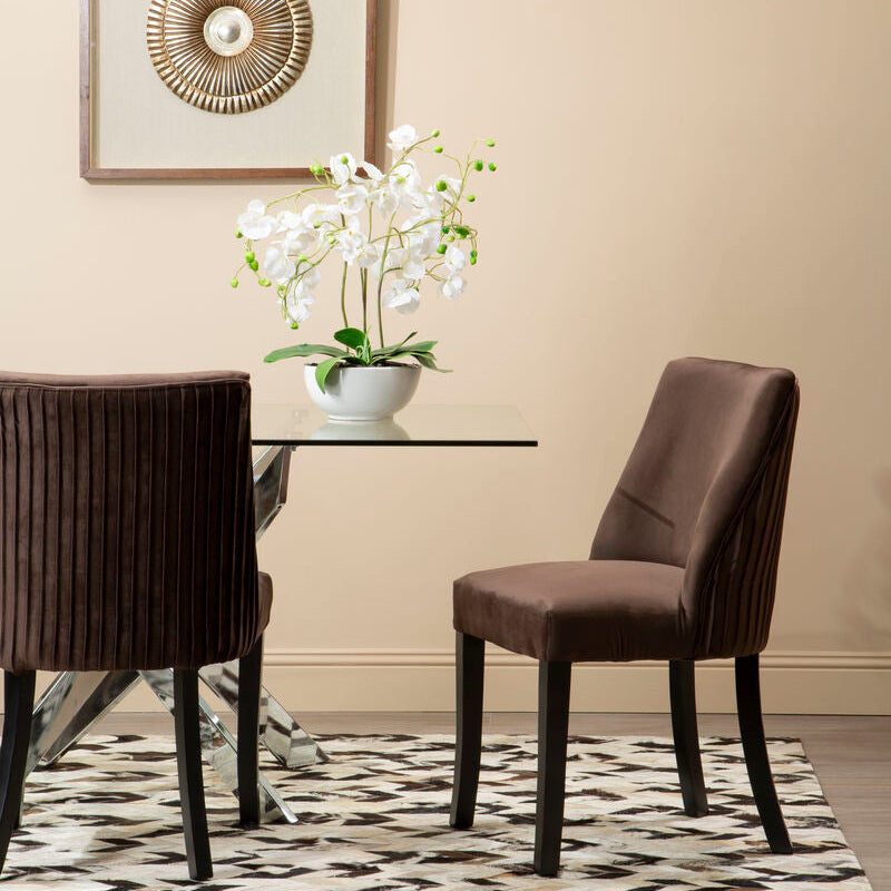 Kensington Townhouse Mink Velvet Dining Chair with Wooden Legs