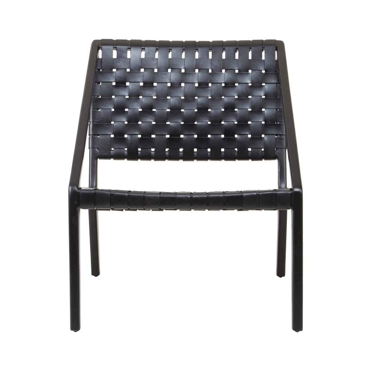 Kendari Black Cow Leather Woven Chair