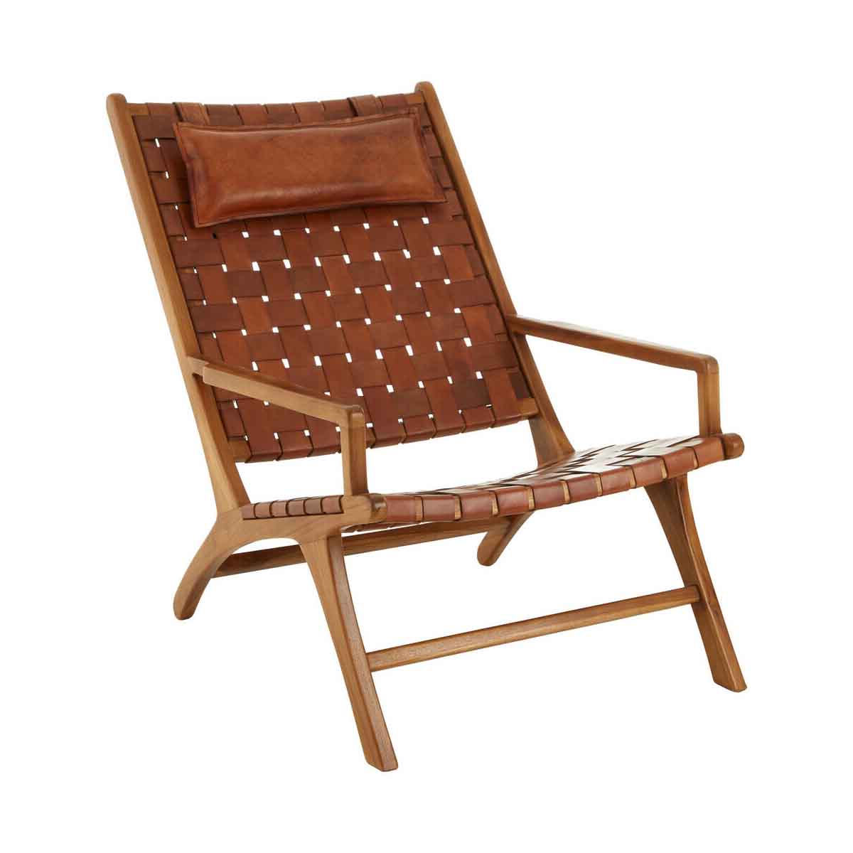 Kendari Teak Wood And Leather Chair