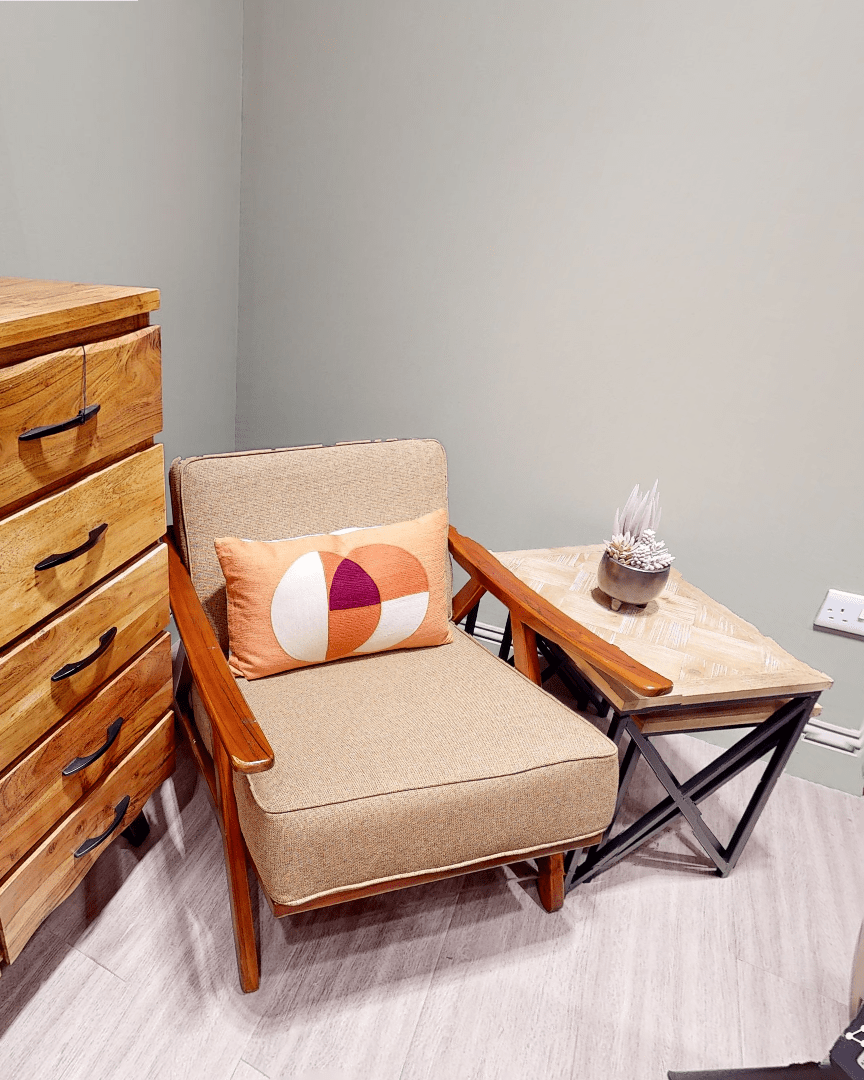 Kendari Chair with Light Brown Fabric Cushion