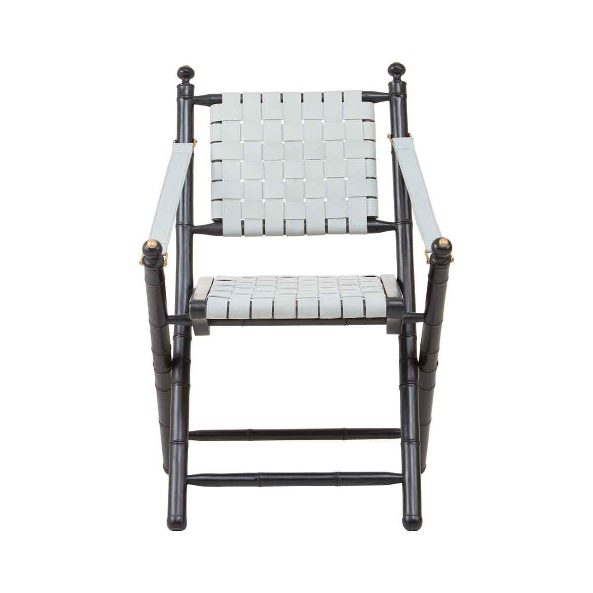 Kendari White Leather And Black Teak Wood Chair