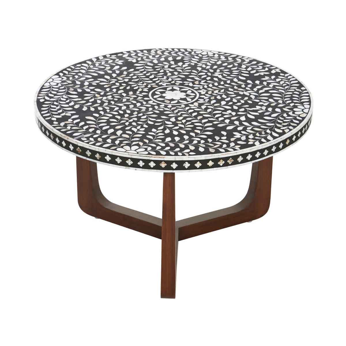 Fusion Mother of Pearl Design Round Coffee Table