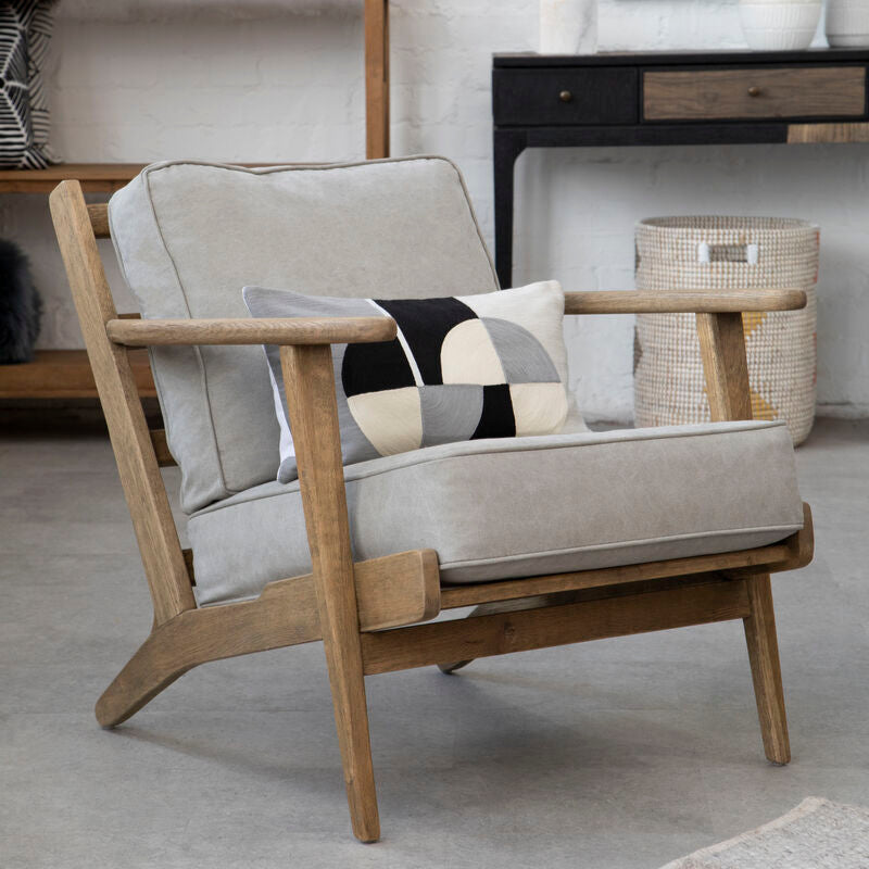 Harry Grey Linen oak frame Armchair