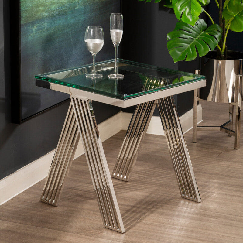 Piermount Clear Glass End Table