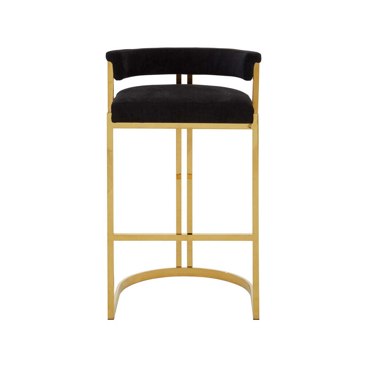 Piermount Black Velvet And Gold Bar Stool