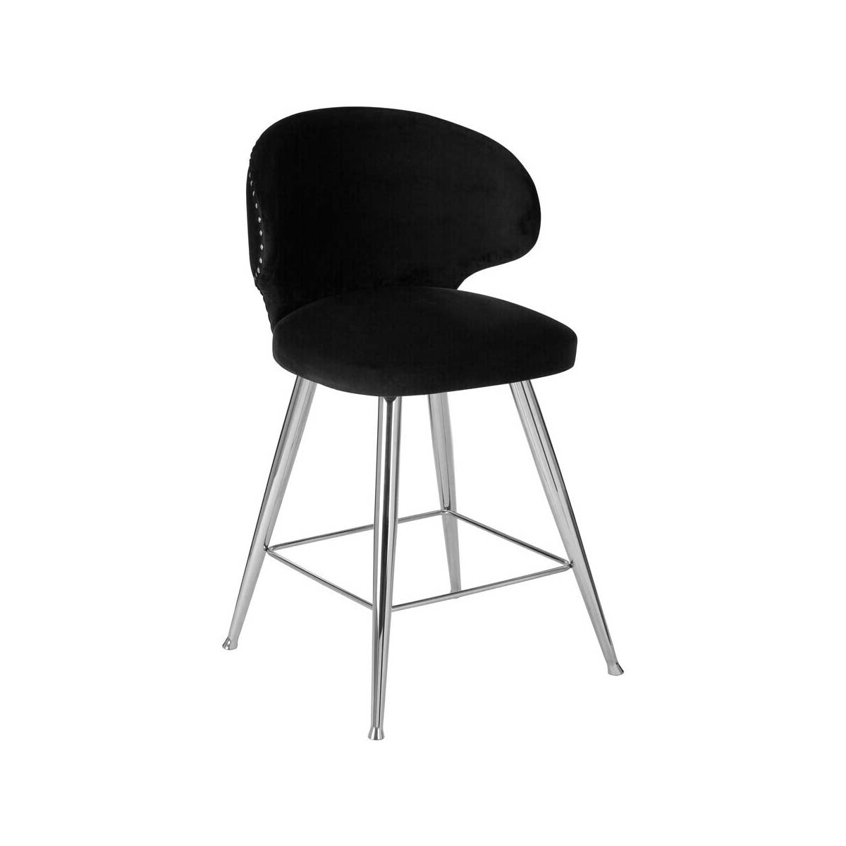 Piermount Black Velvet Bar Stool