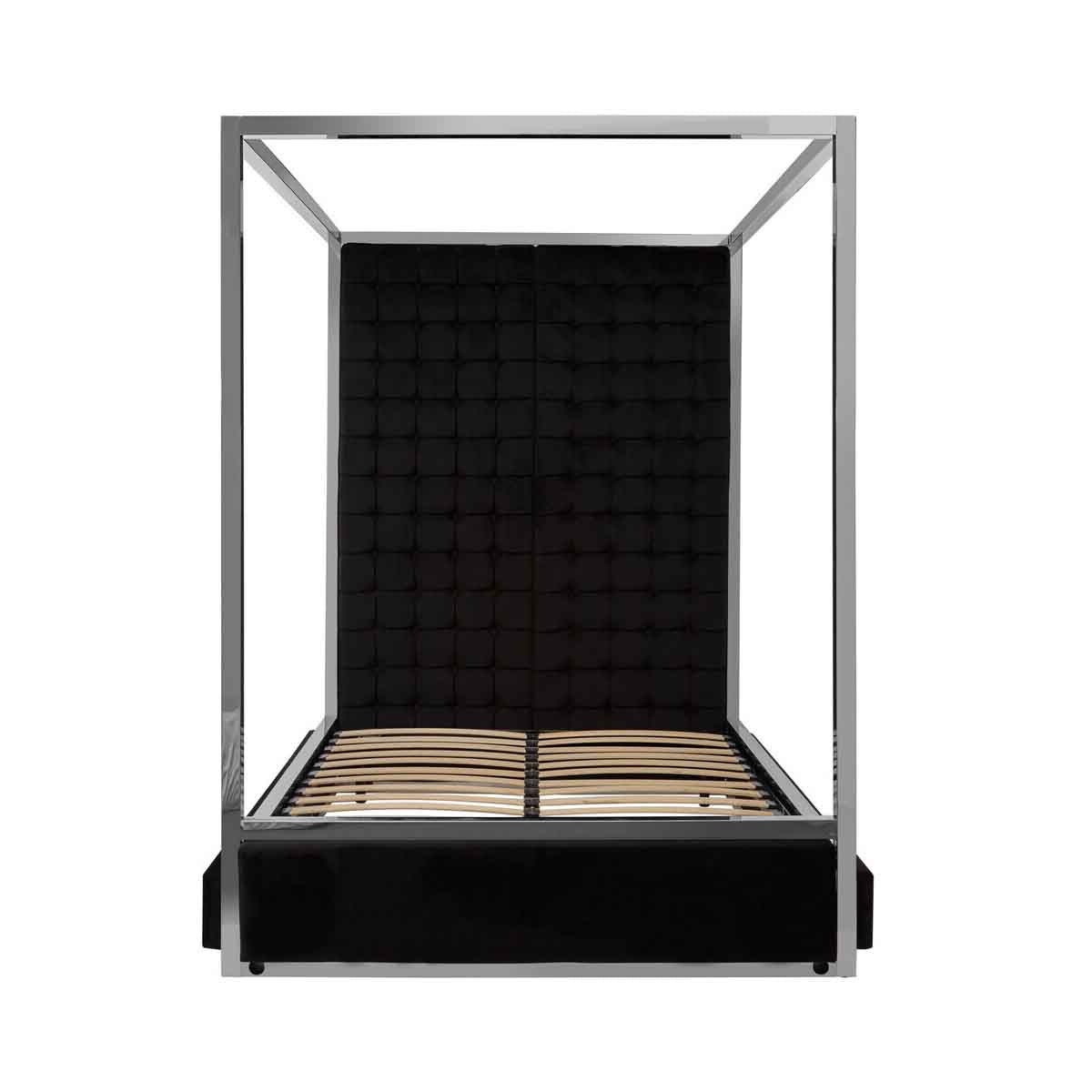 Piermount Black Velvet 4 Poster King Bed