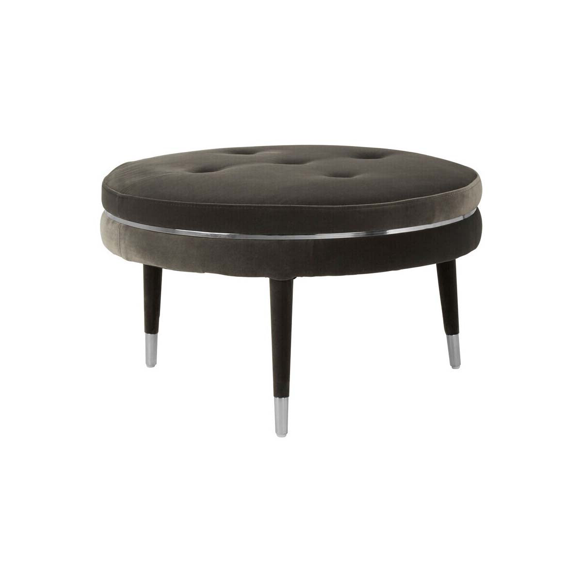 Manhattan Grey Velvet Footstool