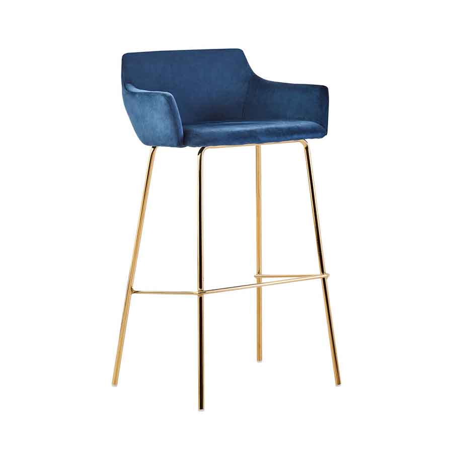 Tamzin Blue Velvet Low Back Bar Chair