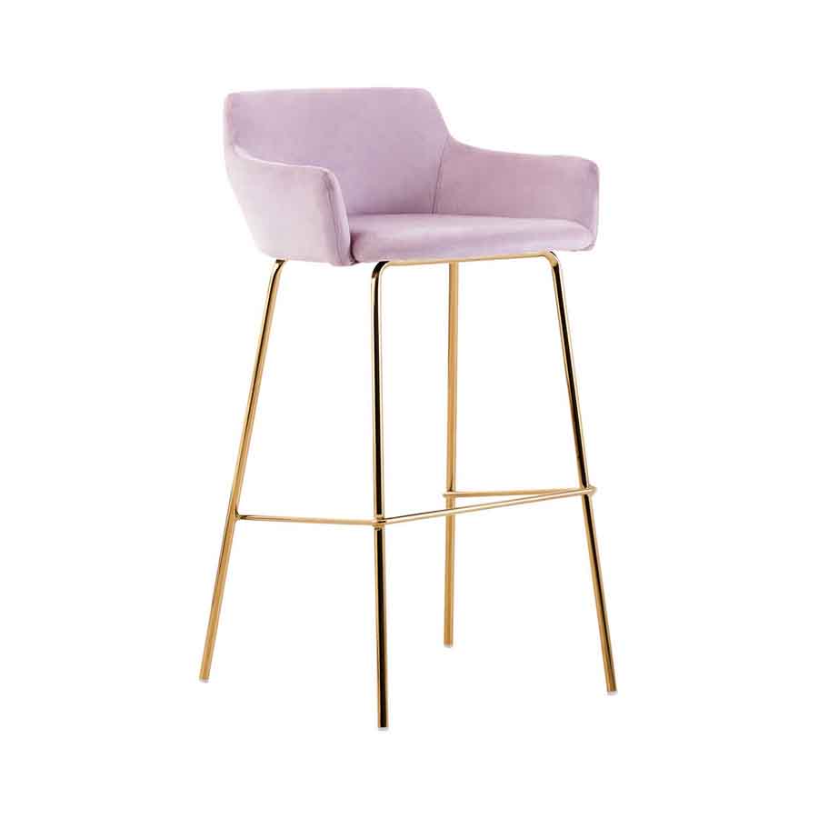 Tamzin Pink Velvet Low Back Bar Chair