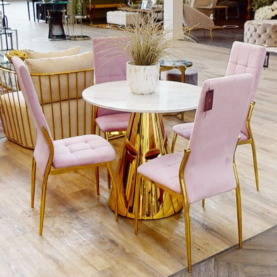 Tamzin Pink Velvet High Back Dining Chair
