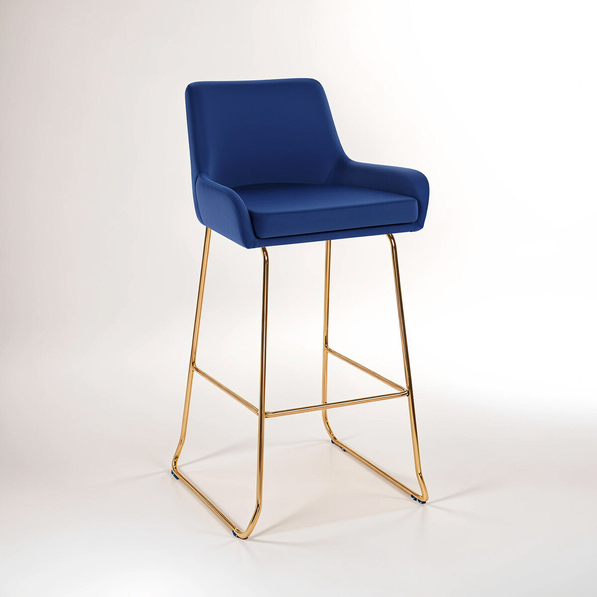 Tamzin Blue Velvet Bar Chair With Low Arms