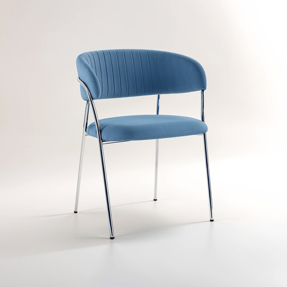Tamzin Blue Channel Chrome Finish Dining Chair