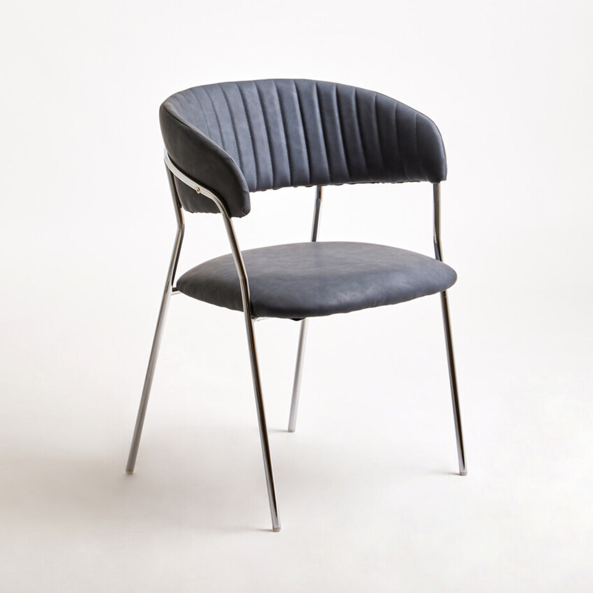 Tamzin Dark Grey Leather Curved Dining Chair