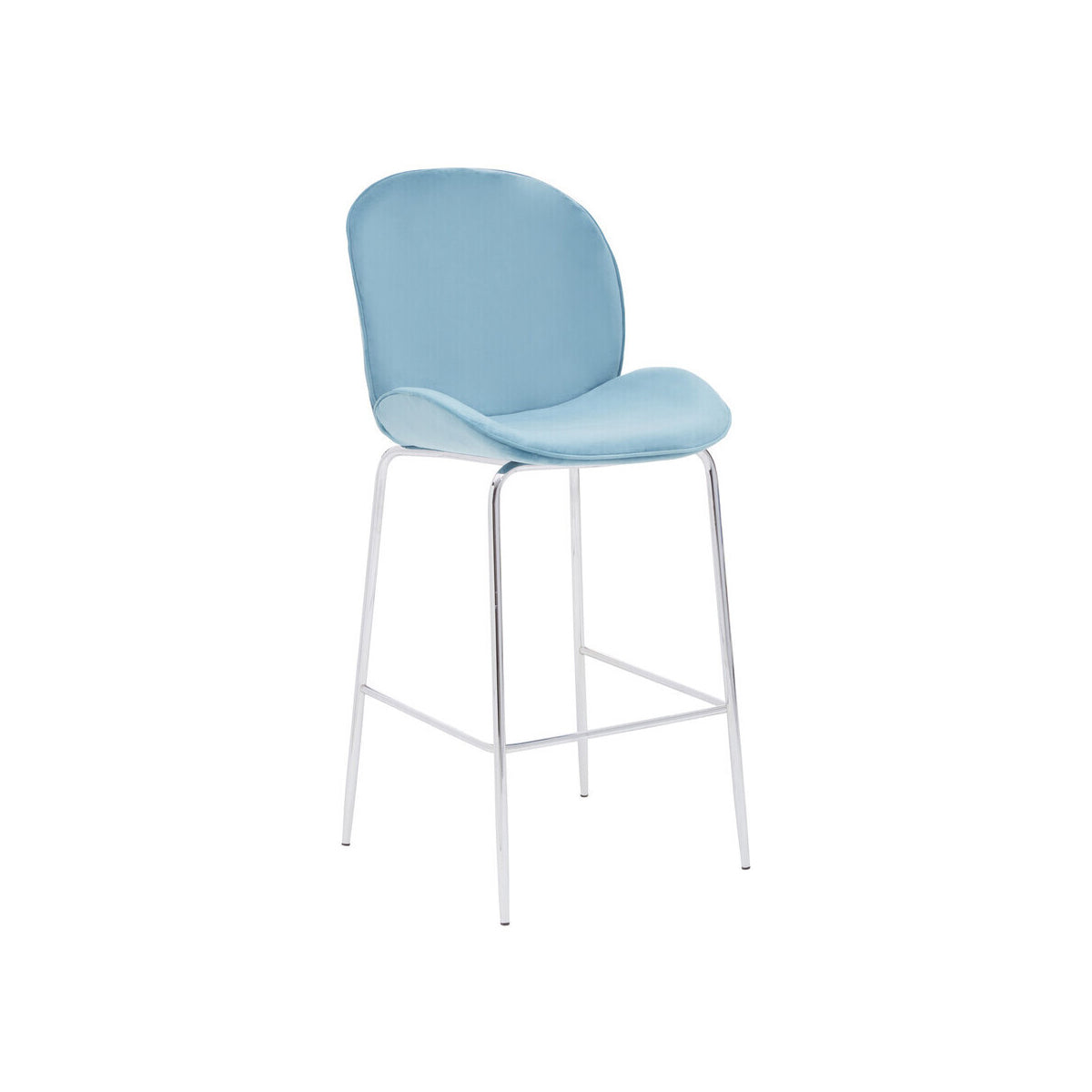 Tamzin Blue Velvet Chrome Finish Bar Chair