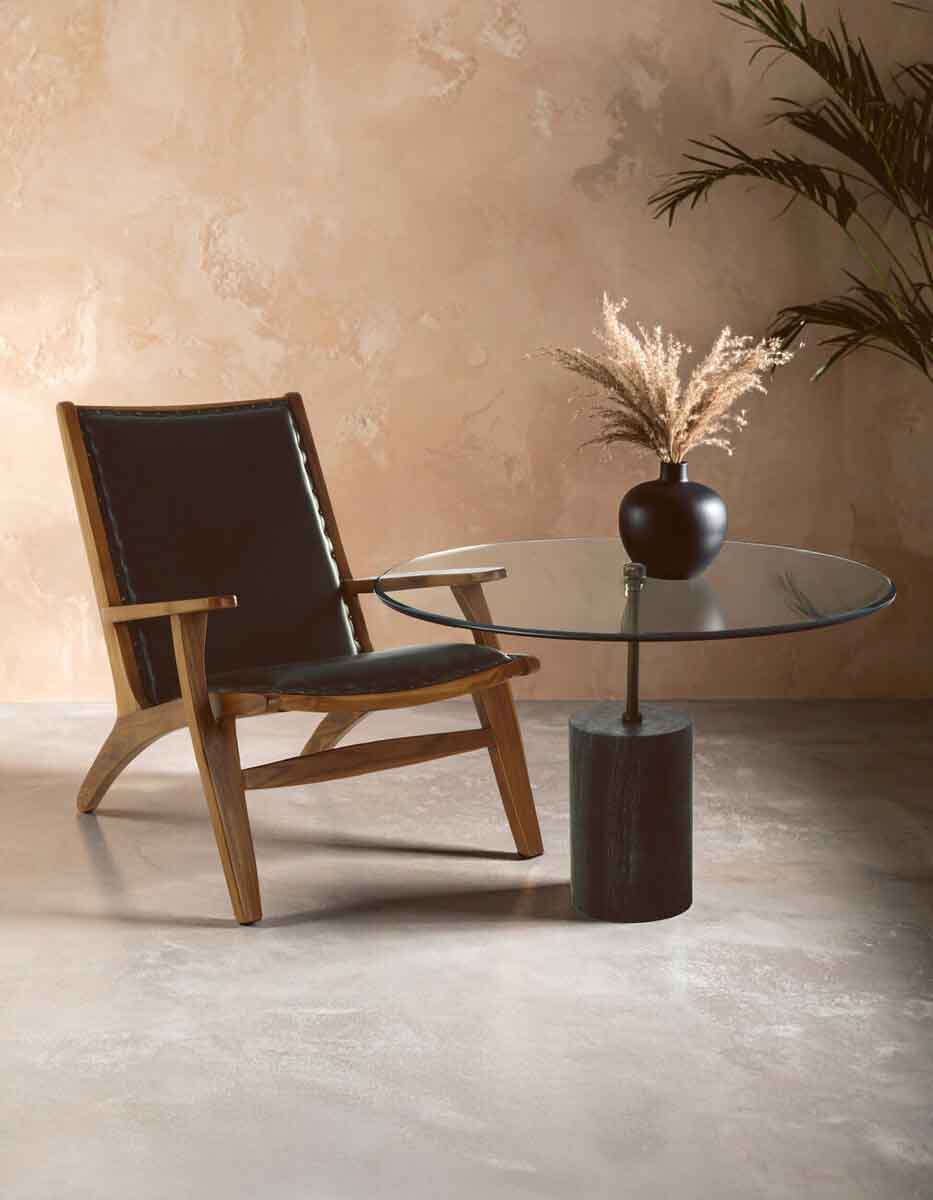 Rany Glass And Black Marble Side Table