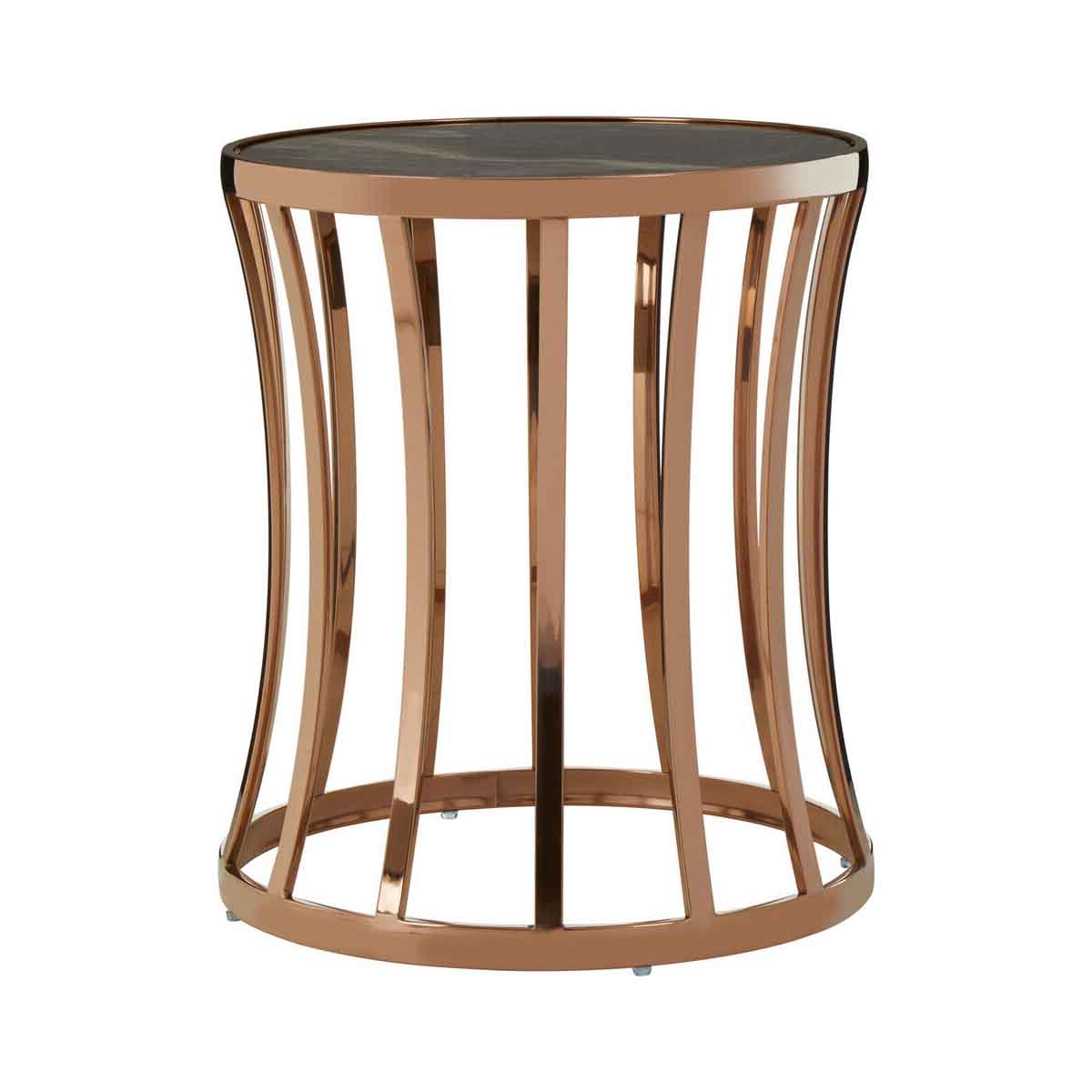Tula Rose Gold Finish Round Side Table