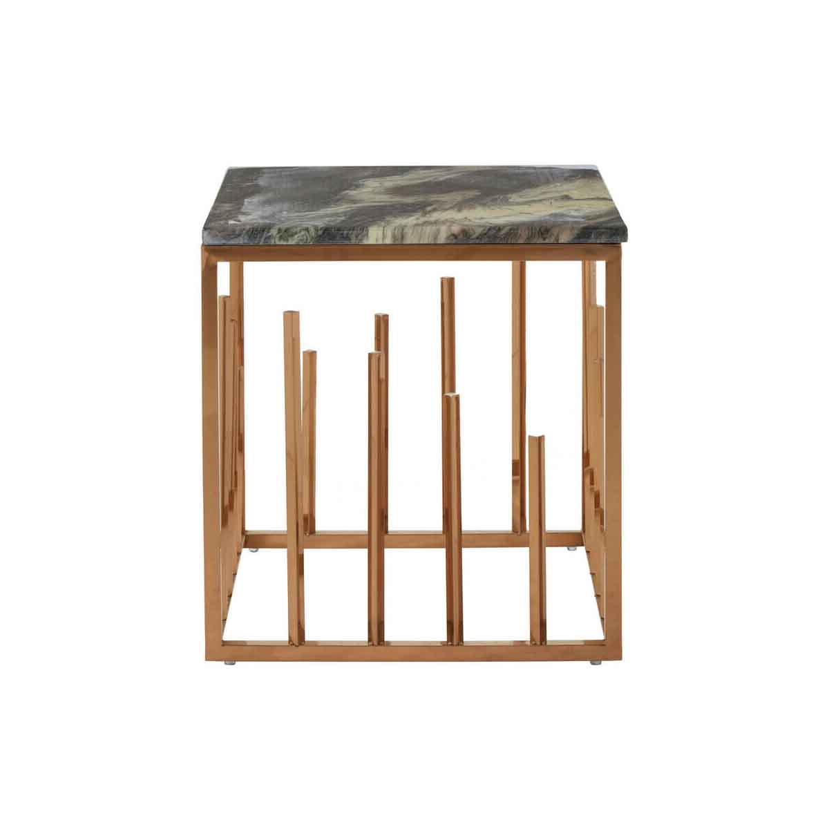 Tula Rose Gold Finish Square Side Table
