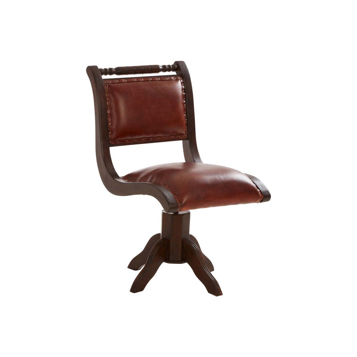 Inca Teak And Brown Swivel Chair