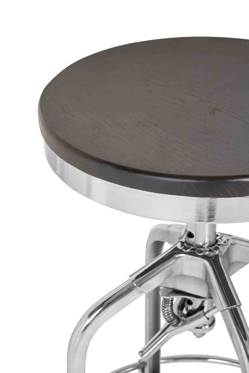 Gator Ash Wood And Silver Chrome Metal Stool