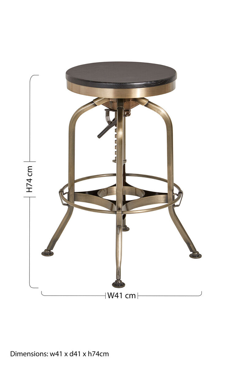 Gator Ash Wood Seat Metallic Stool