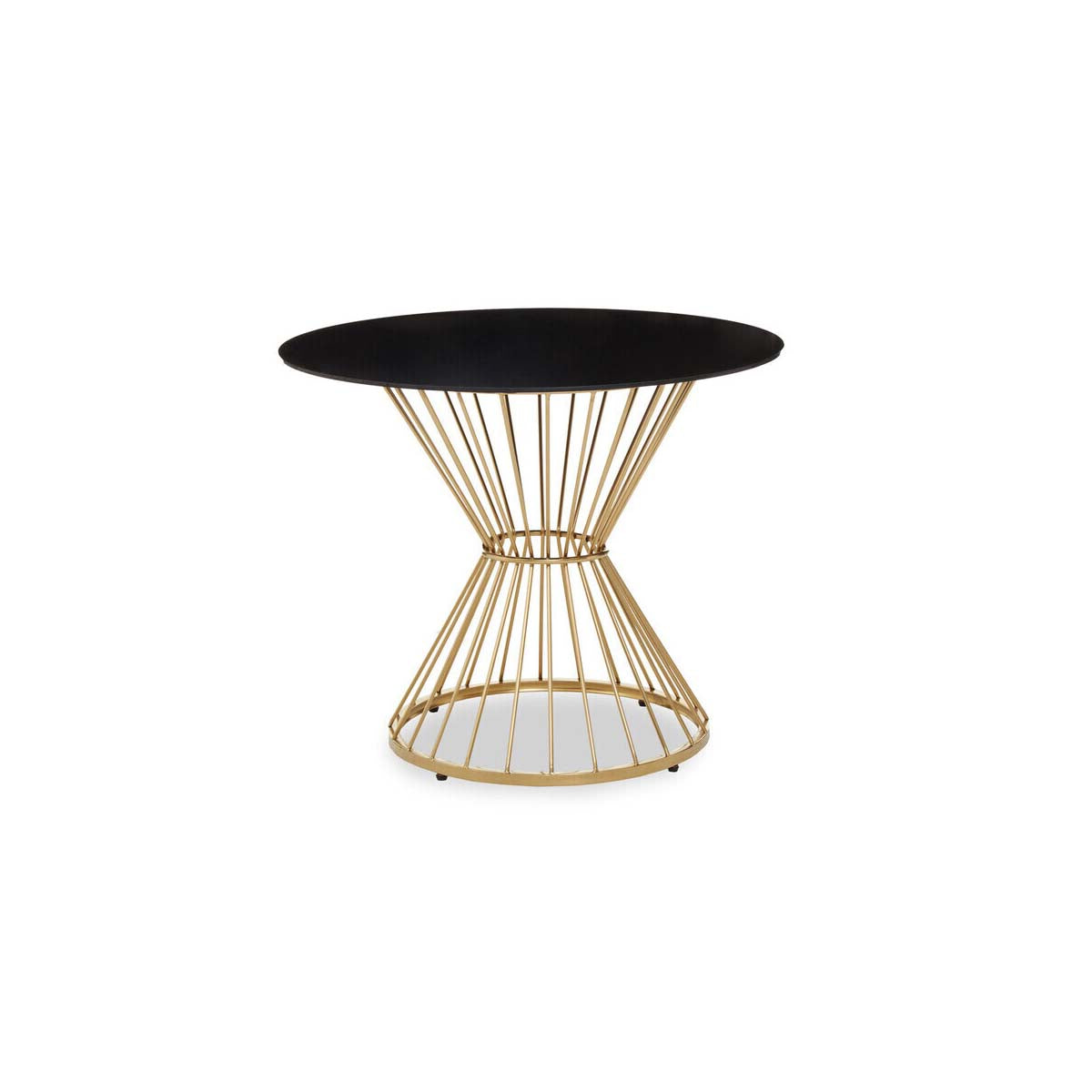 Anzio Hourglass Dining Table with Black Glass And Gold Base