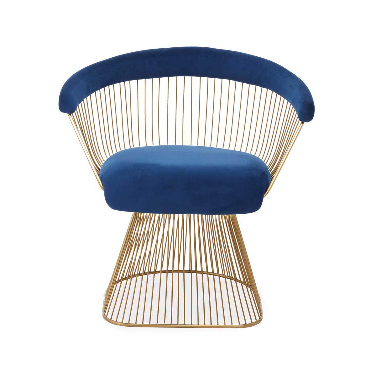 Anzio Navy Blue Velvet And Brushed Gold Chair