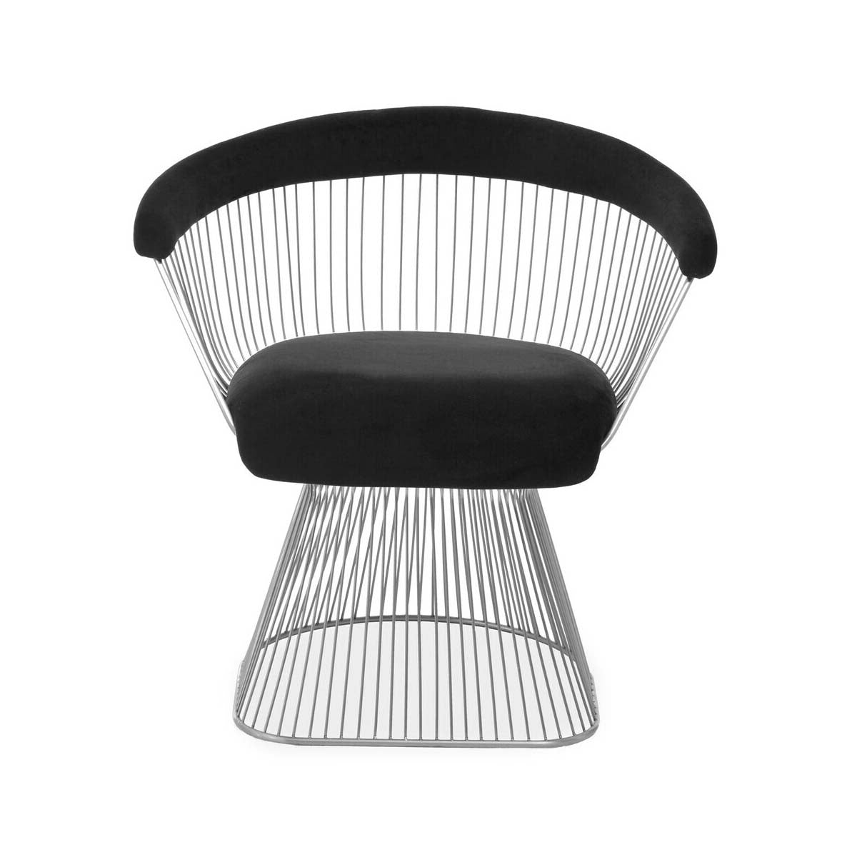 Anzio Black Velvet And Brushed Silver Chair