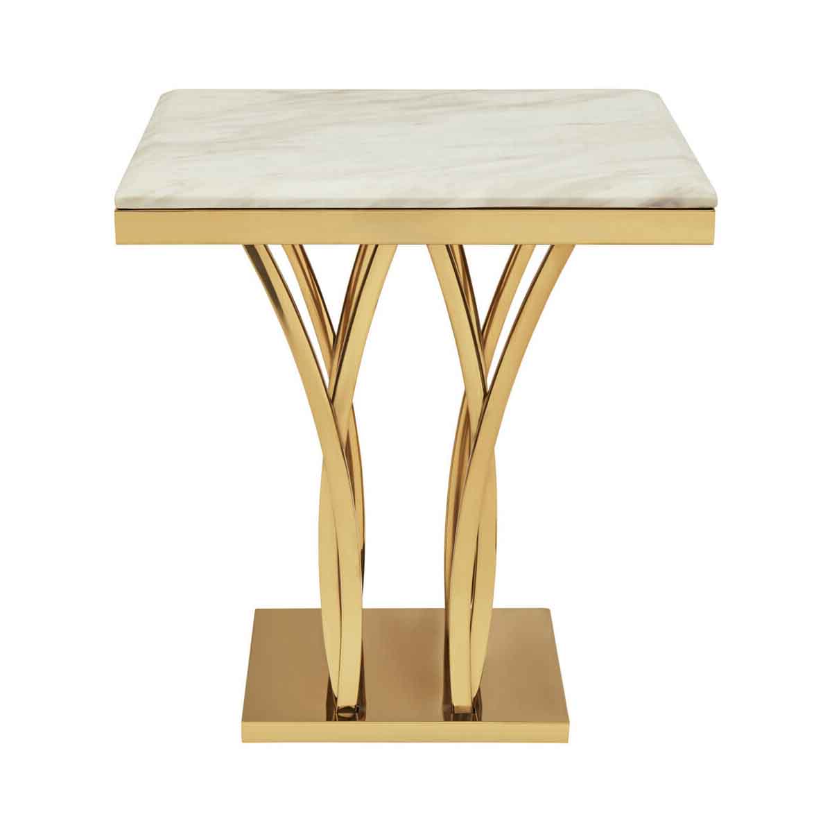 Arenza White Marble And Gold Side Table