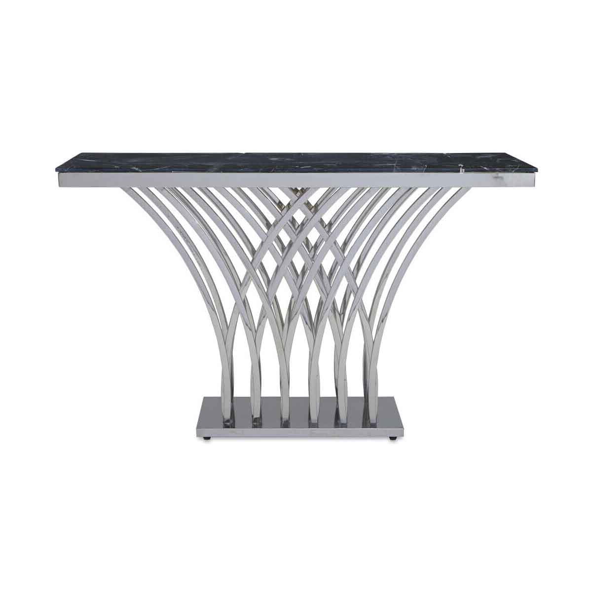 Arenza Black Marble And Silver Console Table