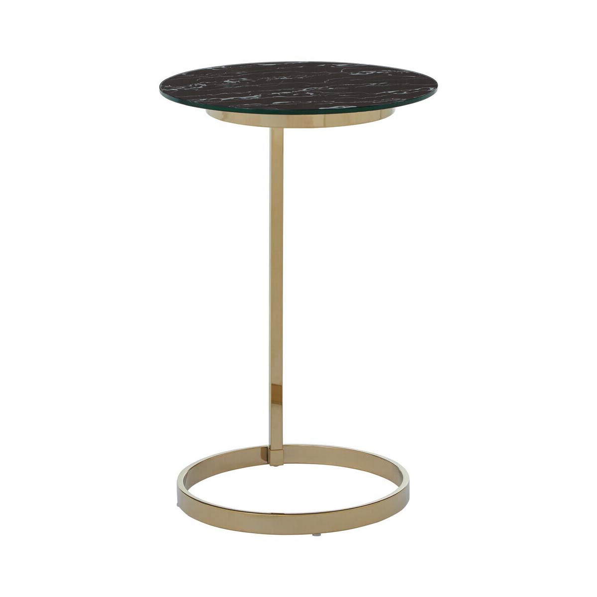 Oria End Table With Black Marble Effect Glass Top
