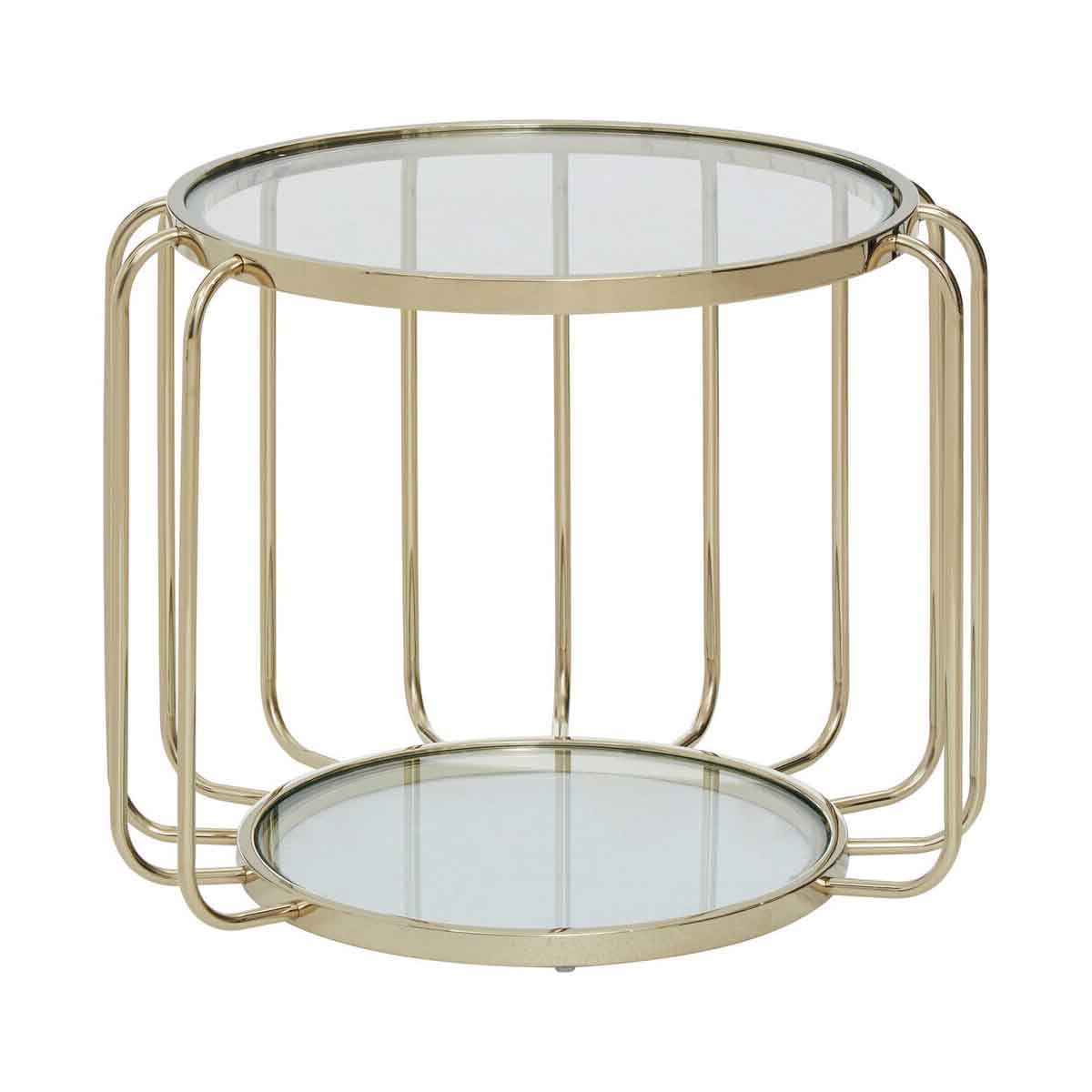 Oria Warm Metallic Side Table With Glass Top
