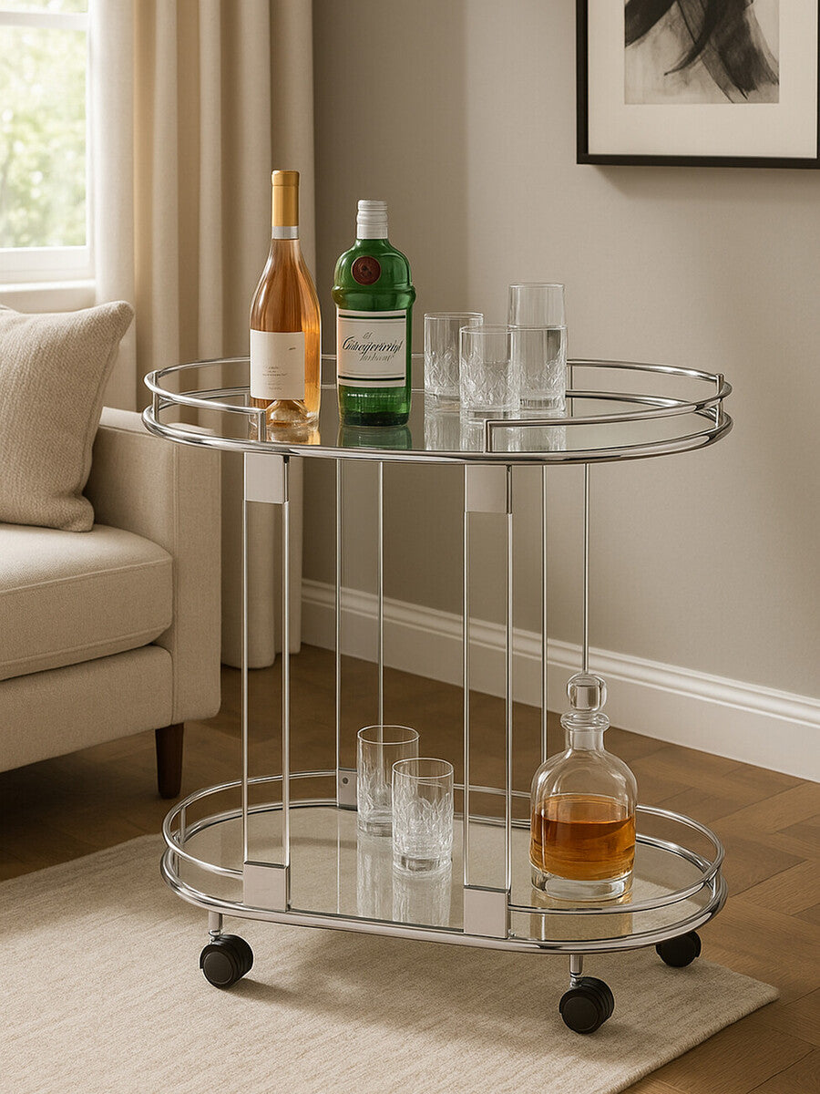 Oria Oval Mirrored Trolley