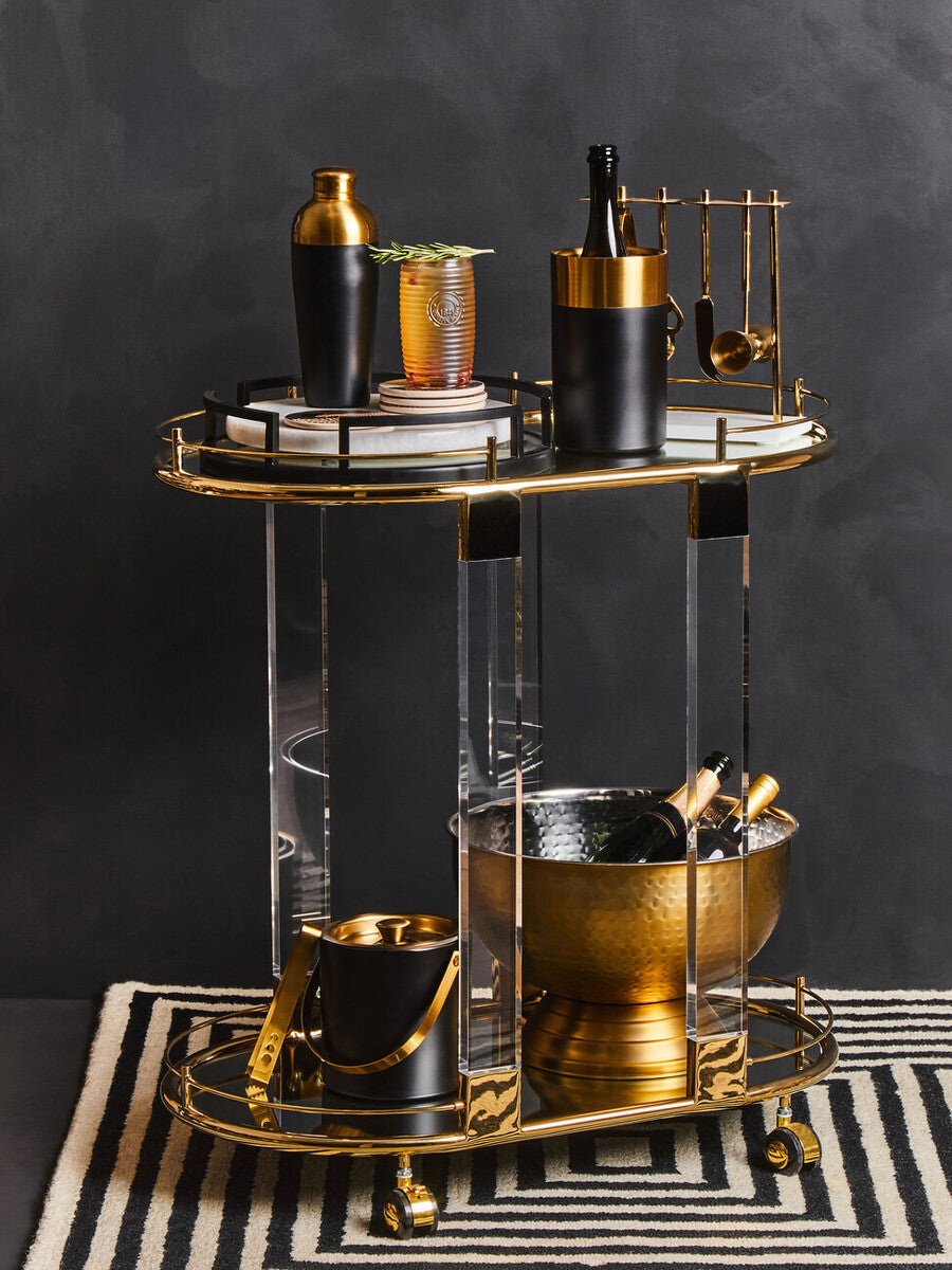 Oria Drinks Trolley With Warm Gold Metallic Frame